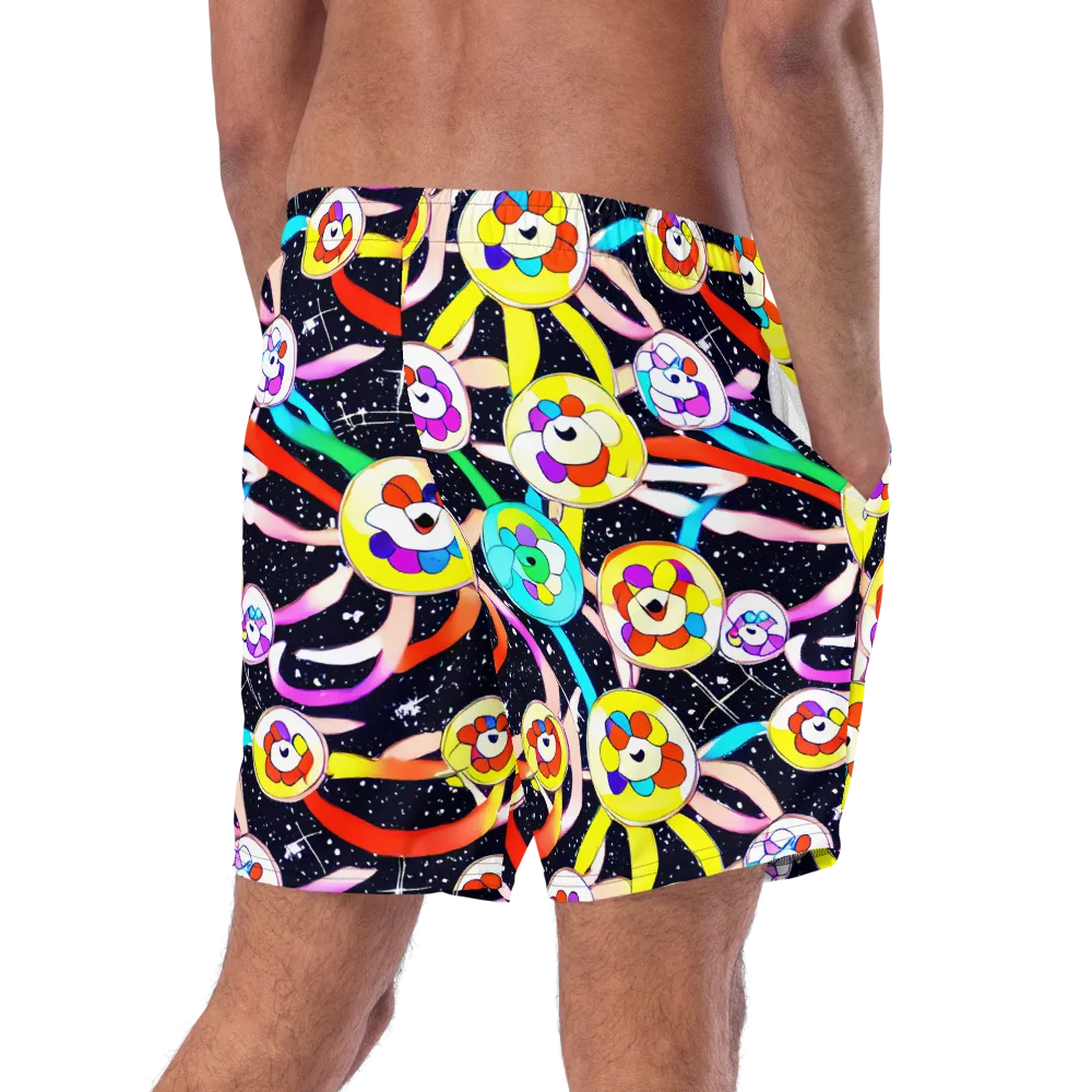 Cosmic Bloom Parade on Swim Trunks — Right Back