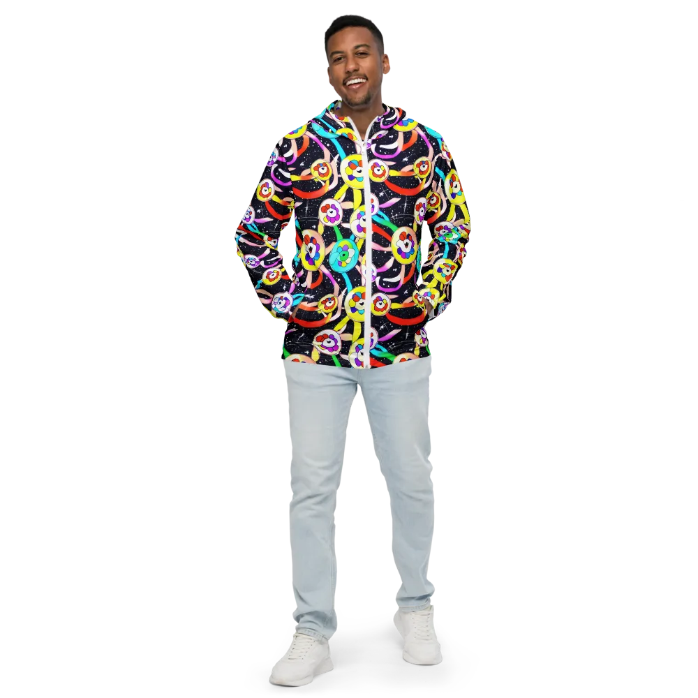 Cosmic Bloom Parade on Men's Windbreaker — Front