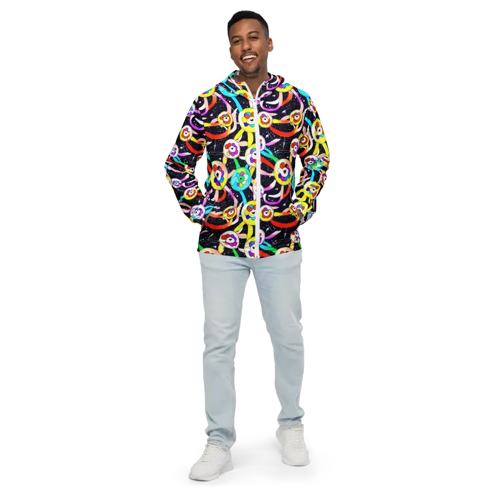 Cosmic Bloom Parade on Men's Windbreaker — Front