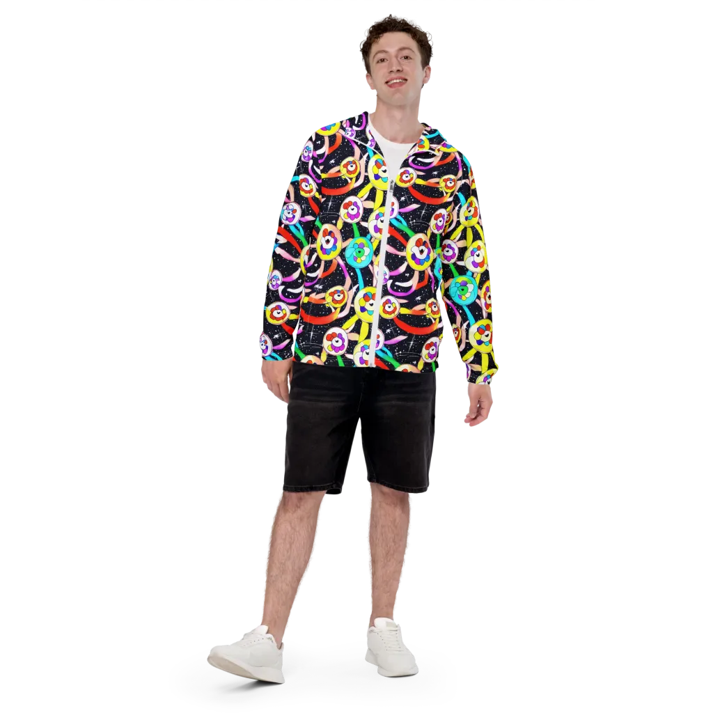 Cosmic Bloom Parade on Men's Windbreaker — Front