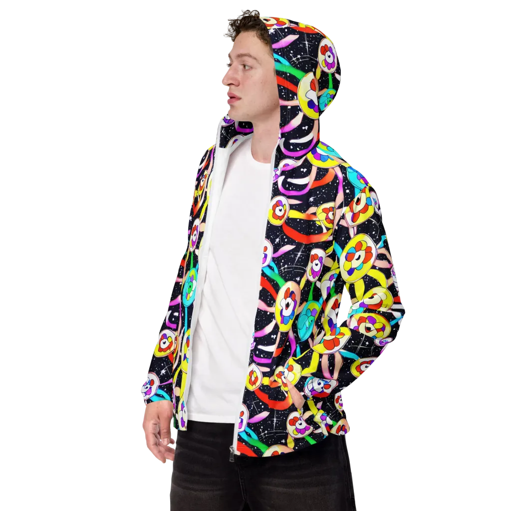 Cosmic Bloom Parade on Men's Windbreaker — Left Front