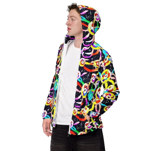 Cosmic Bloom Parade on a Men's Windbreaker