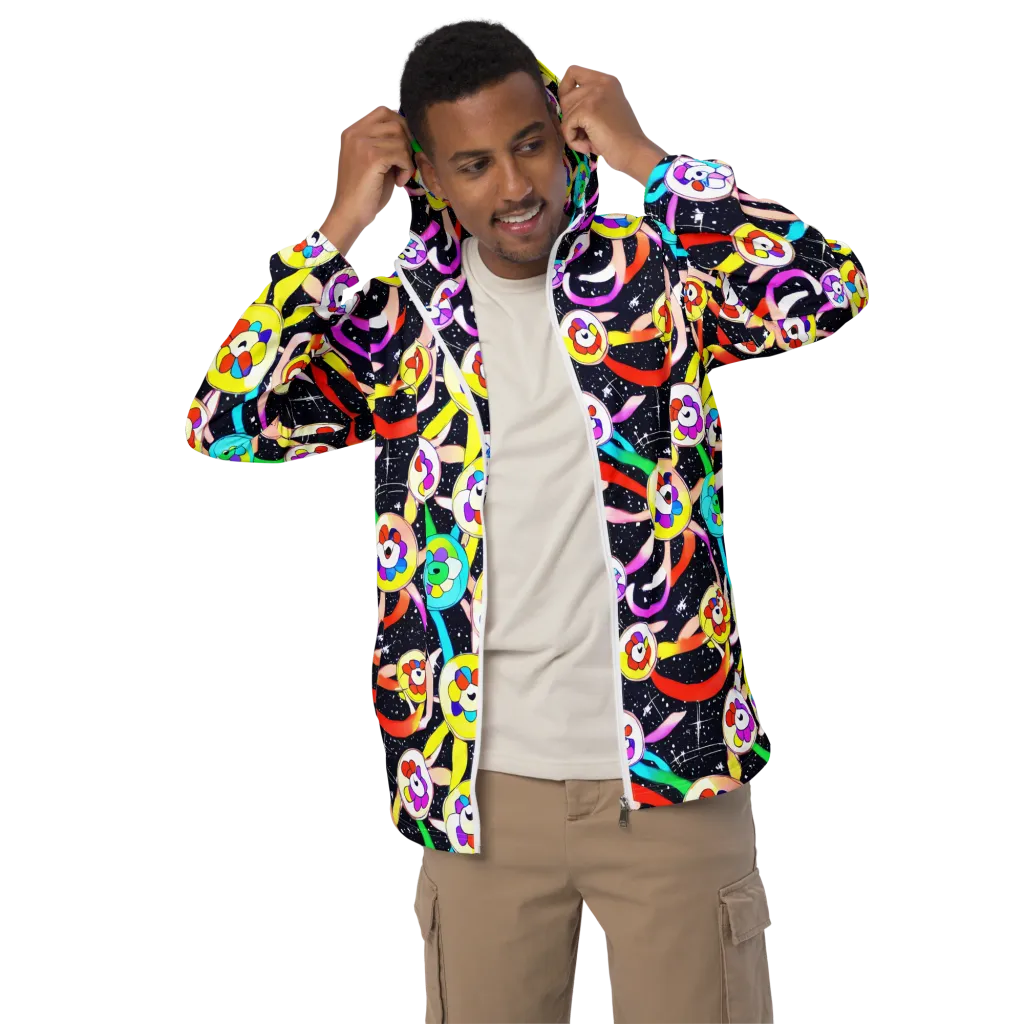 Cosmic Bloom Parade on Men's Windbreaker — Front