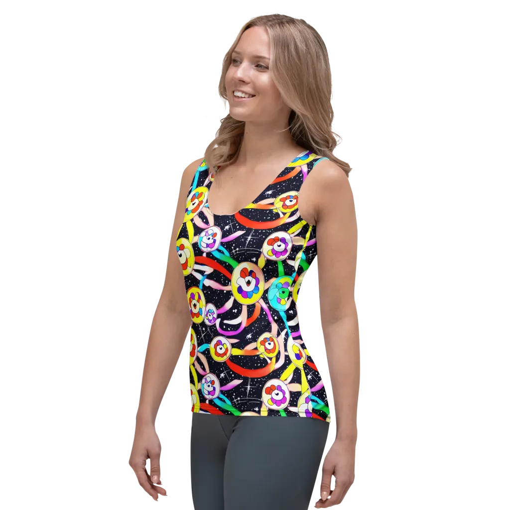 Cosmic Bloom Parade on Women's Tank Top — Left Front