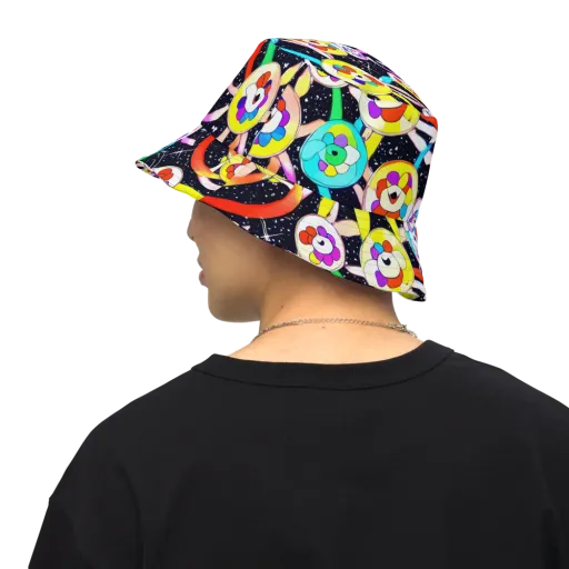 Cosmic Bloom Parade on a Reversible Bucket Hat