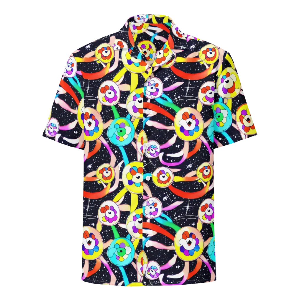 Cosmic Bloom Parade on Button Shirt — Front