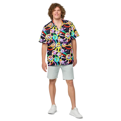 Cosmic Bloom Parade on a Button Shirt