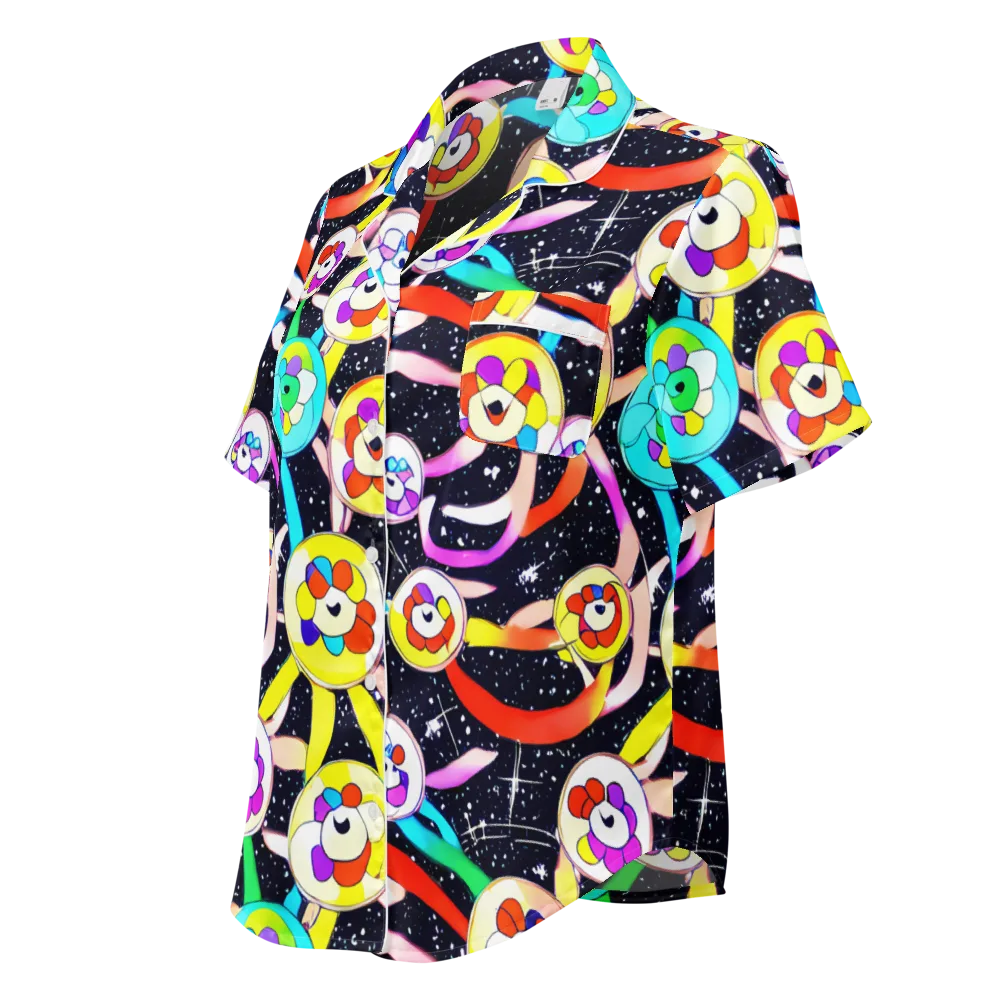 Cosmic Bloom Parade on Women's Short Sleeve Pajama Top — Left Front