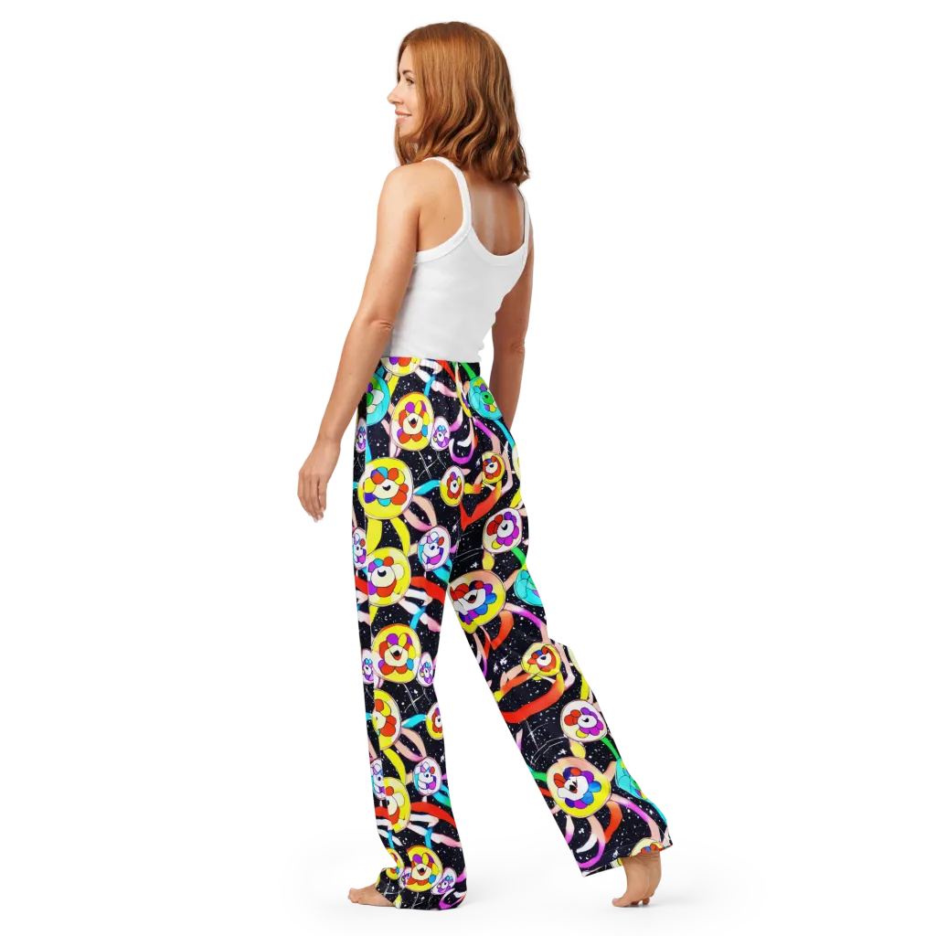 Cosmic Bloom Parade on Women's Pajama Pants — Back