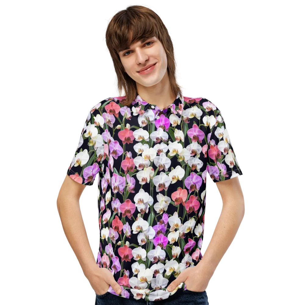 Velvet Phalaenopsis on Men's Slim Fit Polo Shirt — Front