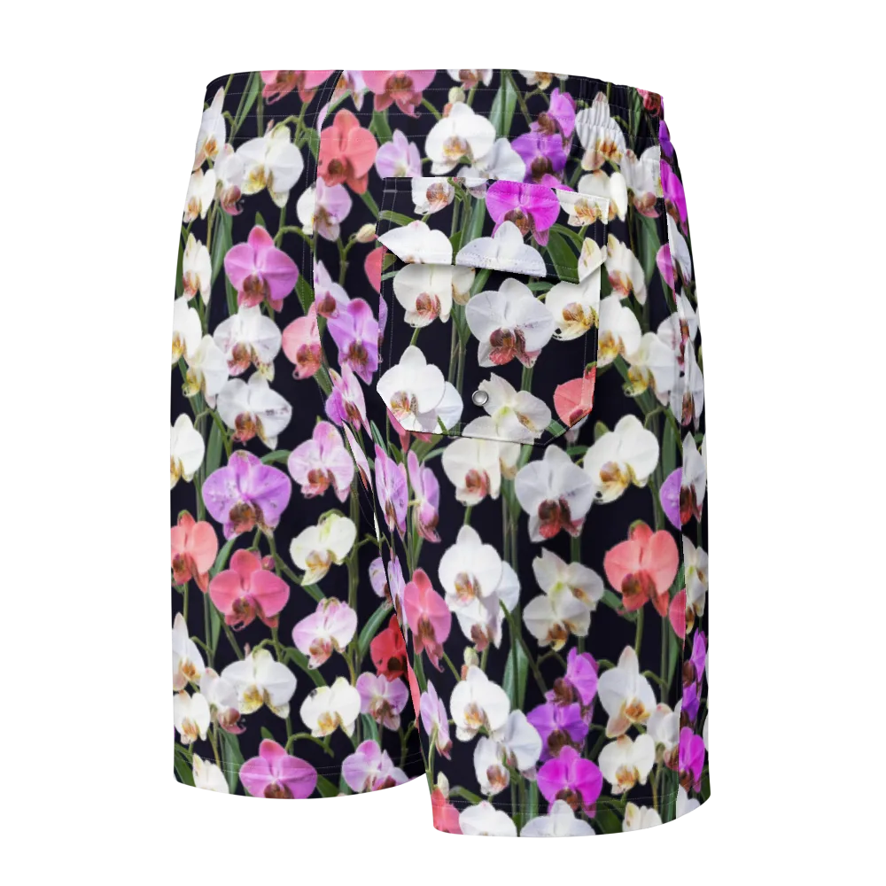 Velvet Phalaenopsis on Men's Board Shorts — Back