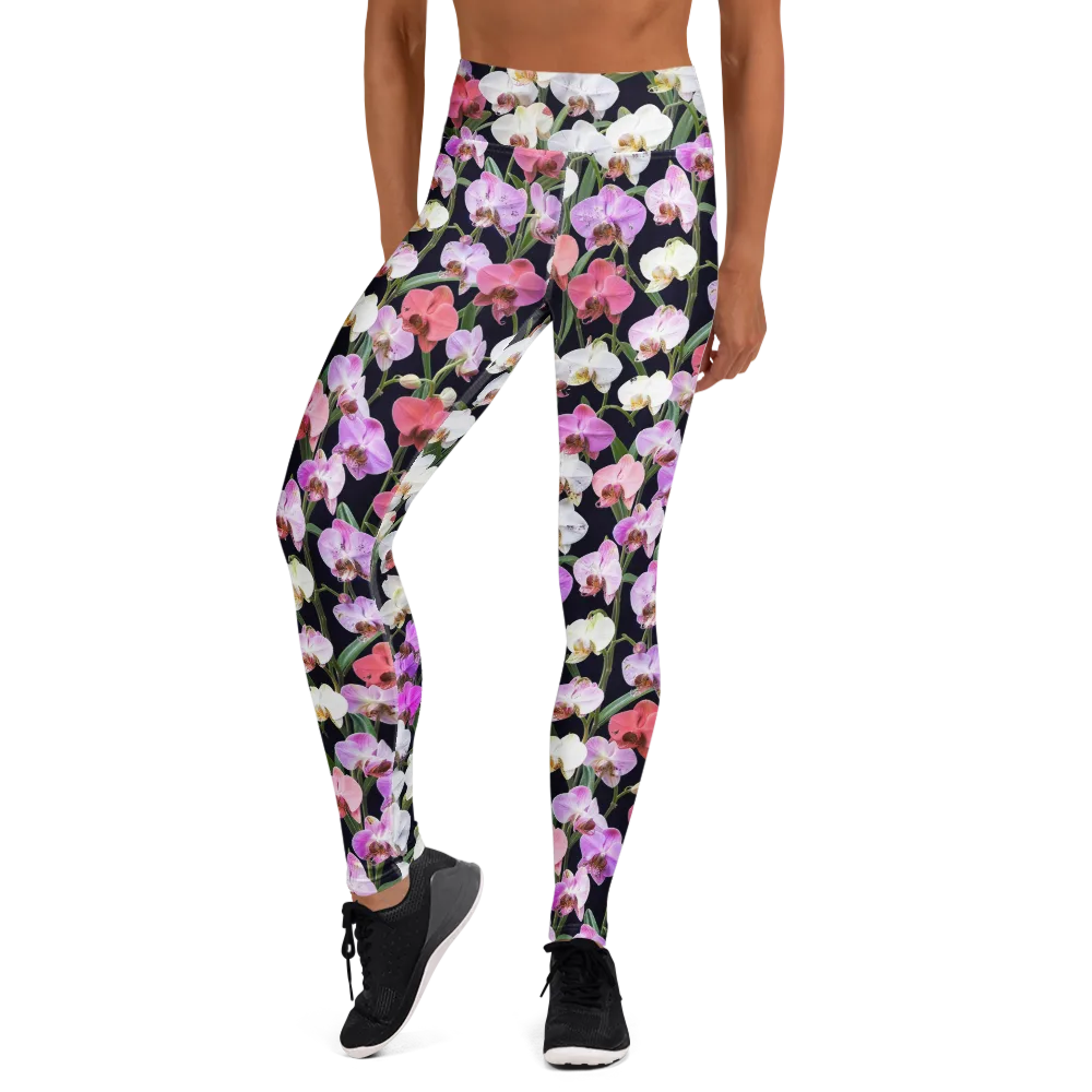 Velvet Phalaenopsis on Yoga Leggings — Front