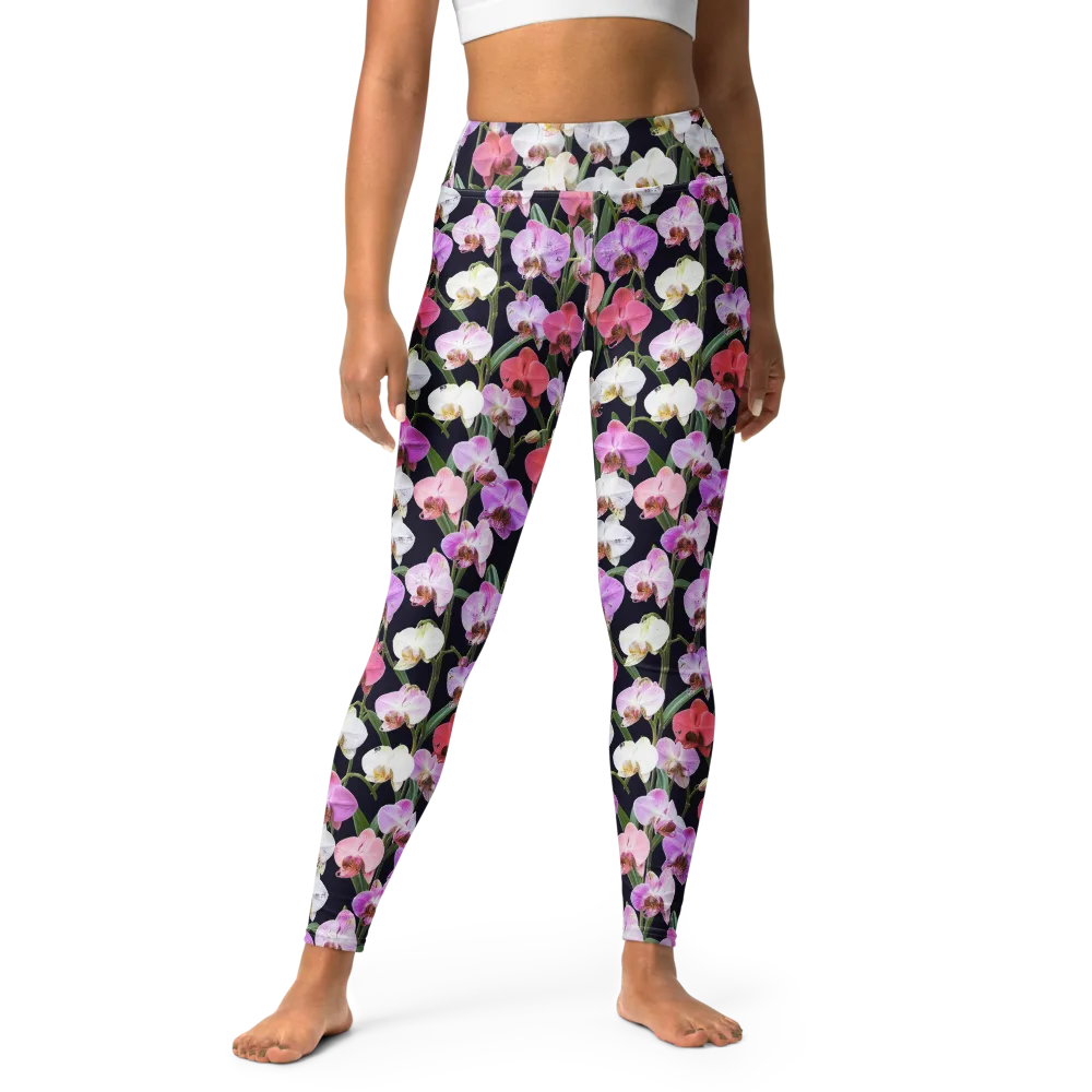 Velvet Phalaenopsis on Yoga Leggings — Front