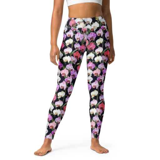 Velvet Phalaenopsis on a Yoga Leggings