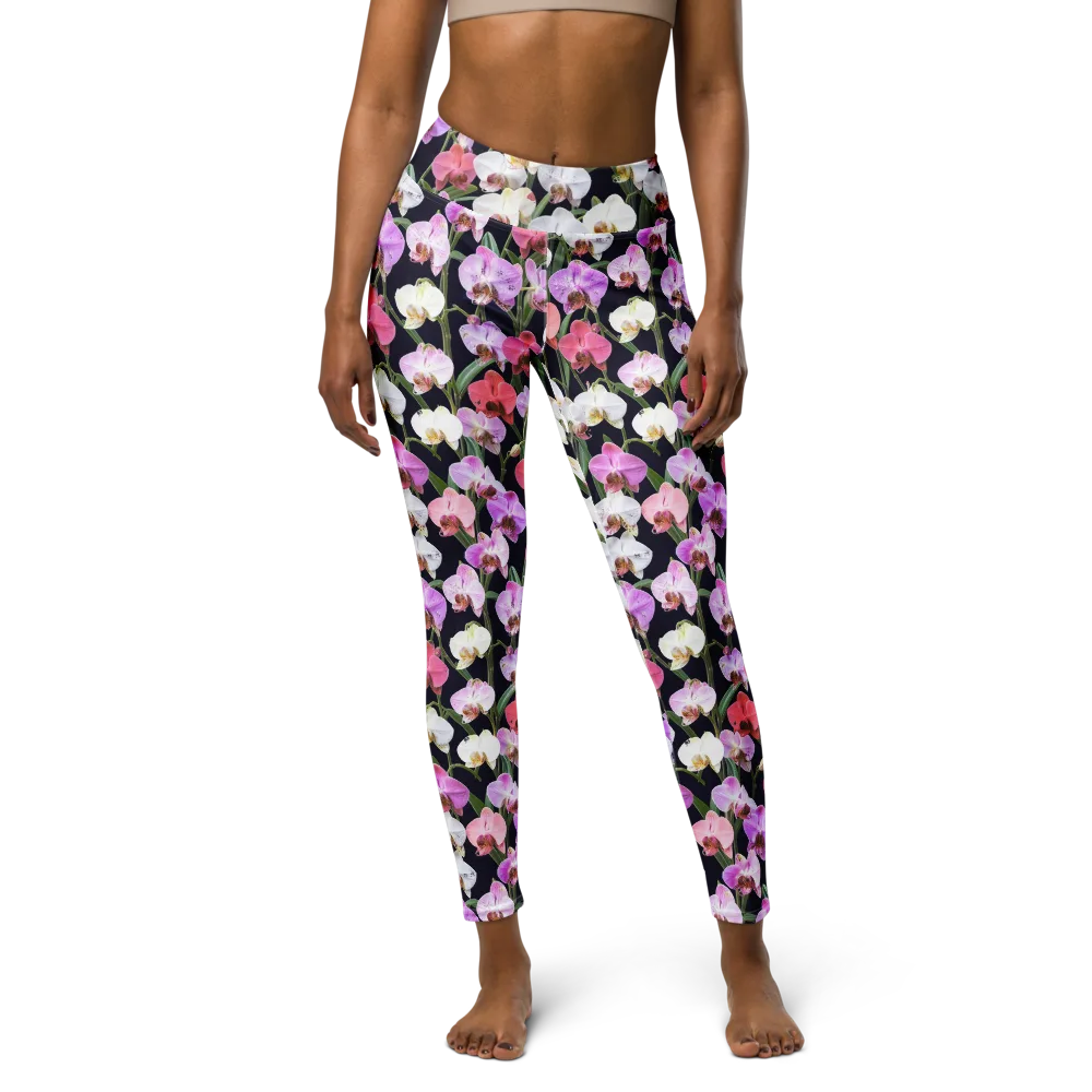 Velvet Phalaenopsis on Yoga Leggings — Front