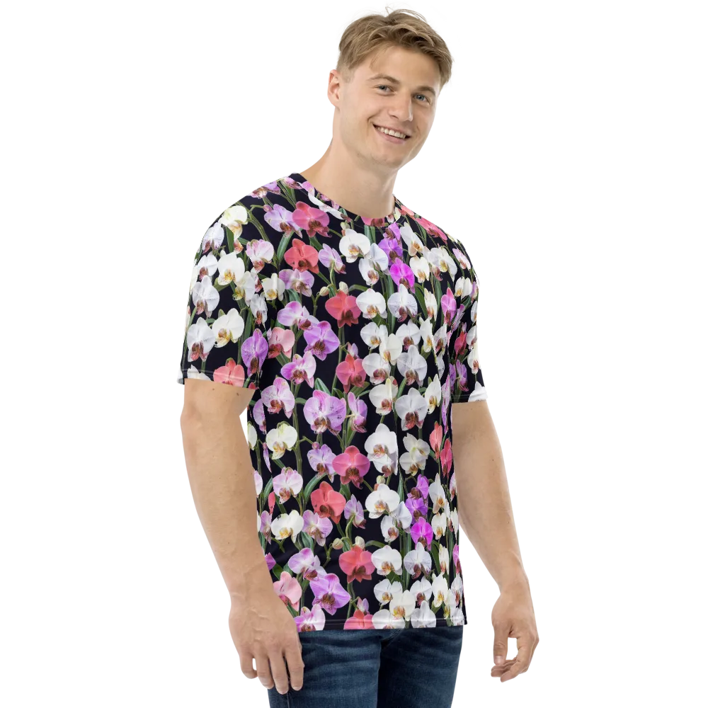 Velvet Phalaenopsis on Men's Crew Neck T-Shirt — Right