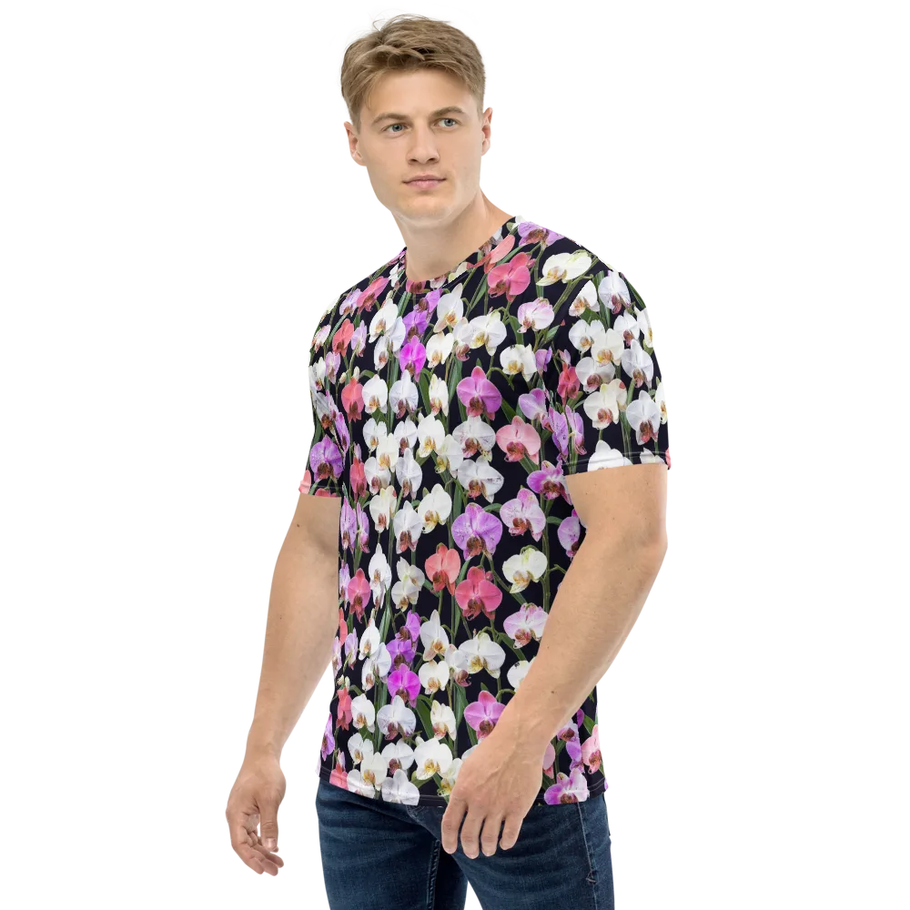 Velvet Phalaenopsis on Men's Crew Neck T-Shirt — Left