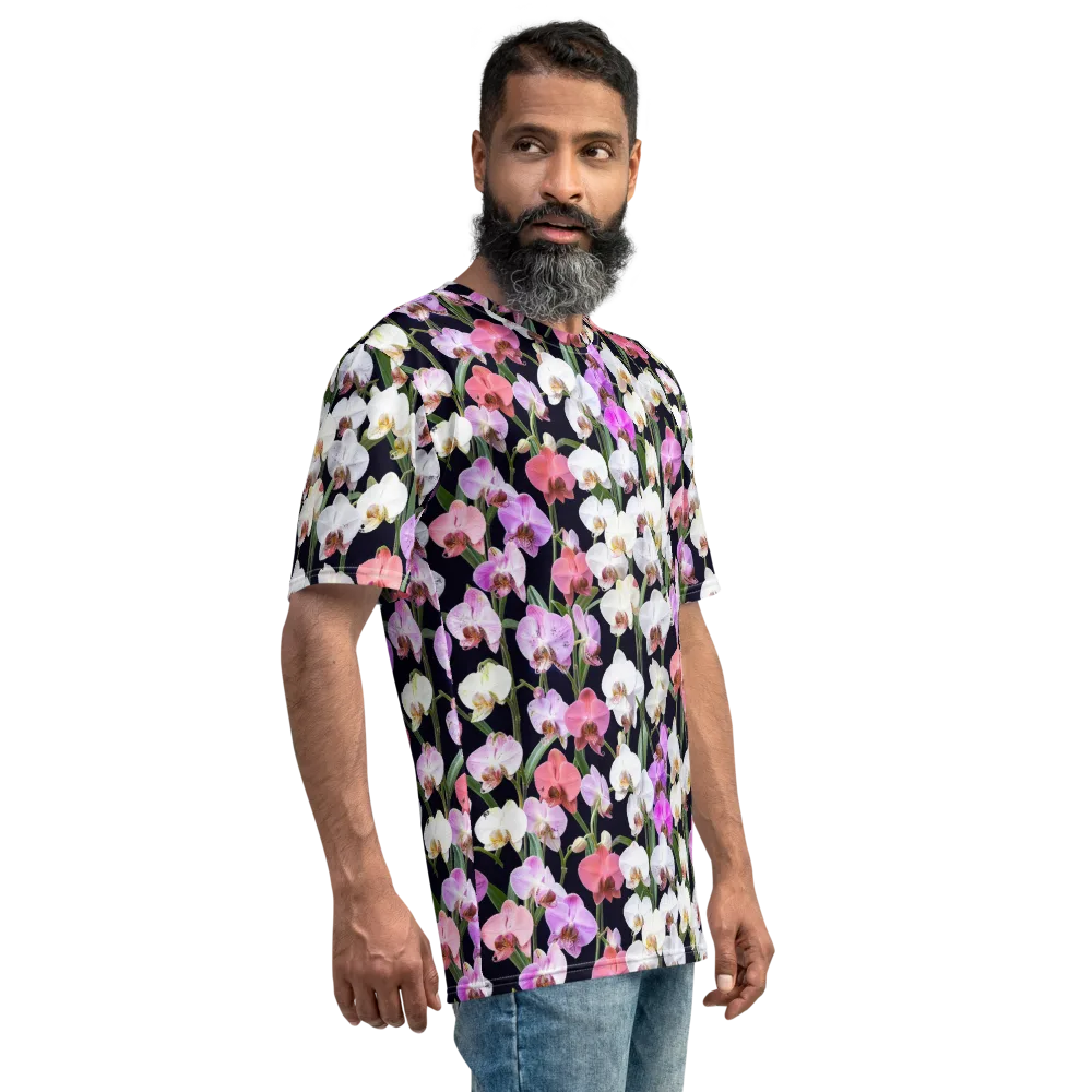 Velvet Phalaenopsis on Men's Crew Neck T-Shirt — Right