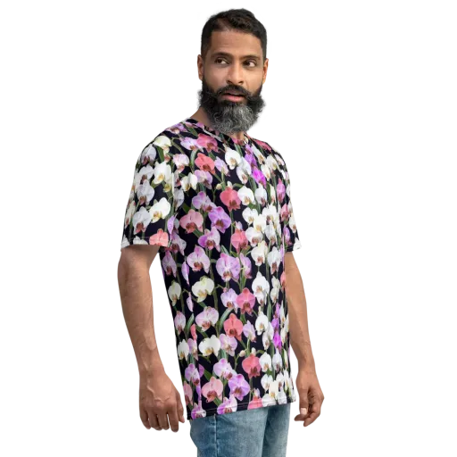 Velvet Phalaenopsis on a Men's Crew Neck T-Shirt