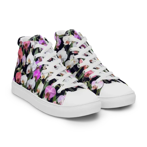 Velvet Phalaenopsis on a Men's High Top Canvas Shoes