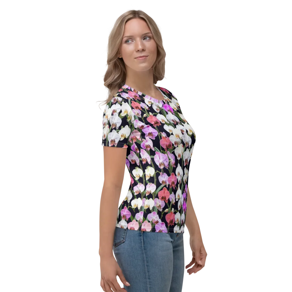 Velvet Phalaenopsis on Women's Crew Neck T-Shirt — Right
