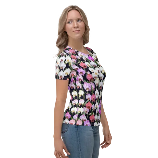 Velvet Phalaenopsis on a Women's Crew Neck T-Shirt