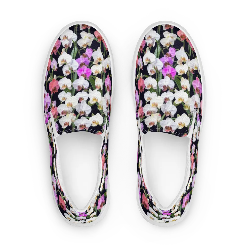 Velvet Phalaenopsis on Men's Slip-On Canvas Shoes — Front