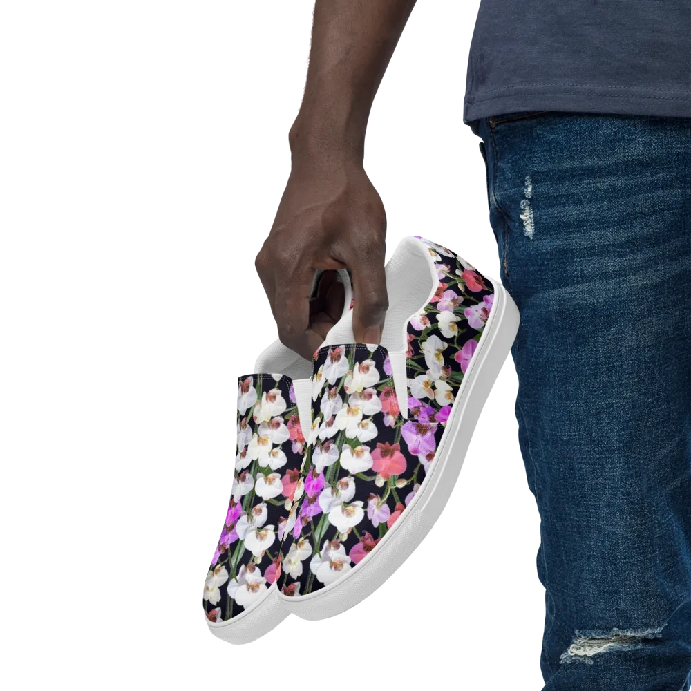 Velvet Phalaenopsis on Men's Slip-On Canvas Shoes — Left Front