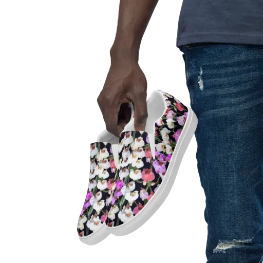 Velvet Phalaenopsis on a Men's Slip-On Canvas Shoes