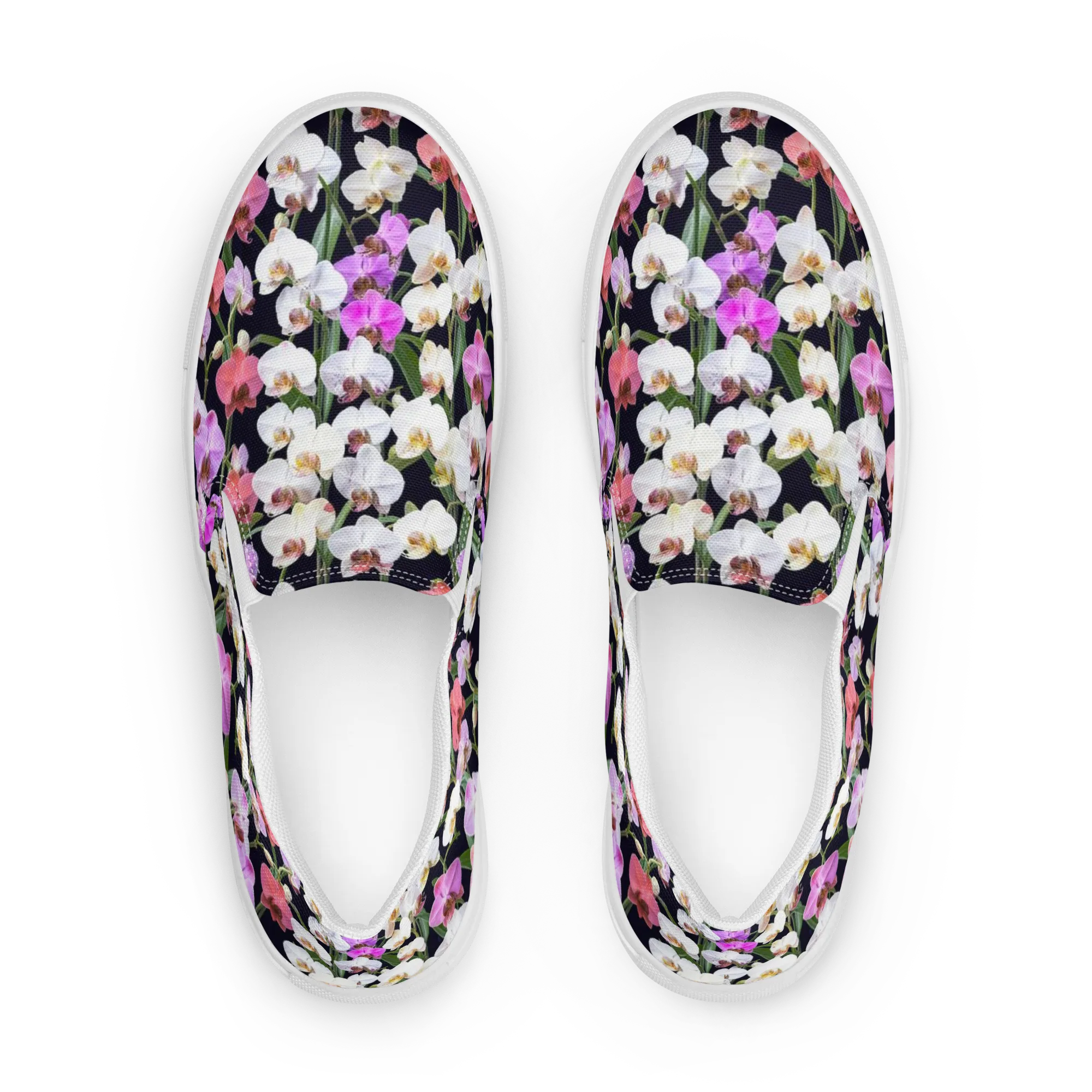Velvet Phalaenopsis on Women's Slip-On Canvas Shoes — Front