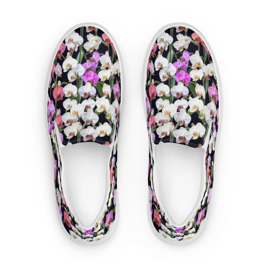 Velvet Phalaenopsis on Women's Slip-On Canvas Shoes — Front