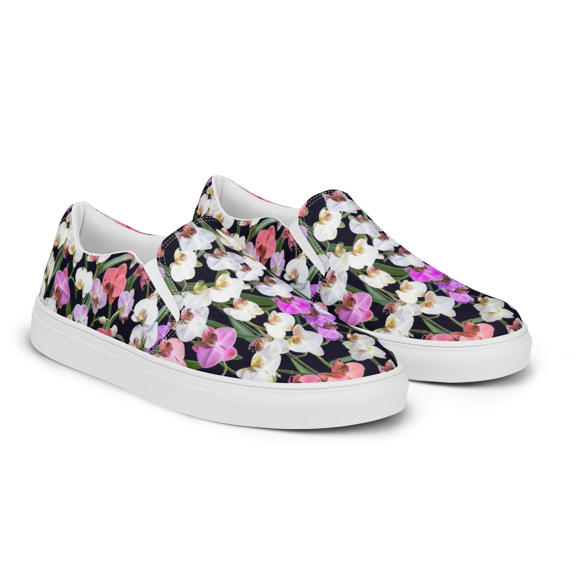 Velvet Phalaenopsis on Women's Slip-On Canvas Shoes — Right Front