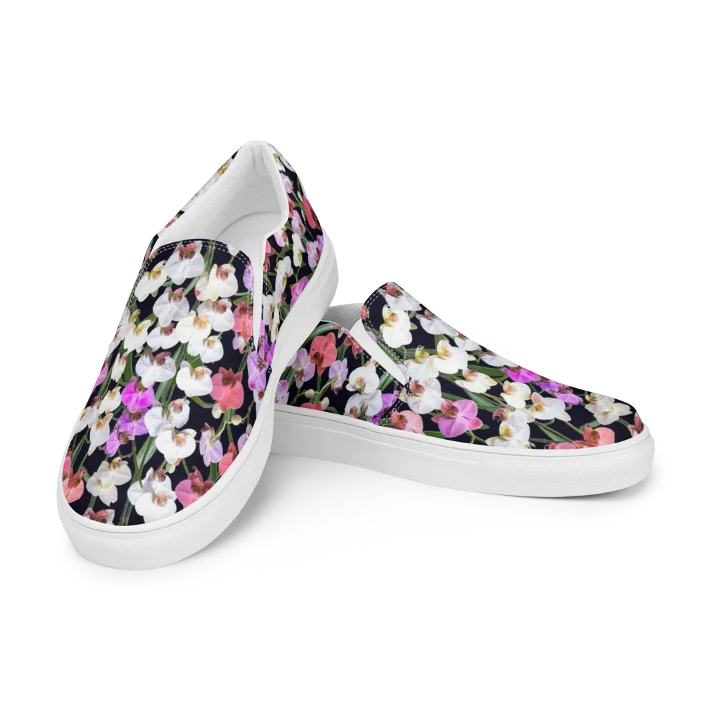 Velvet Phalaenopsis on Women's Slip-On Canvas Shoes — Left Front