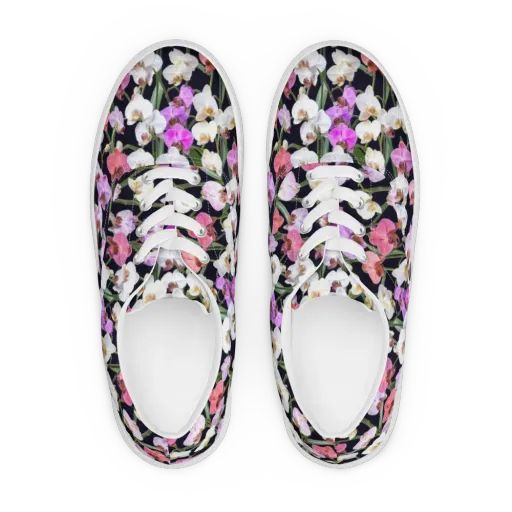 Velvet Phalaenopsis on a Men's Lace-Up Canvas Shoes