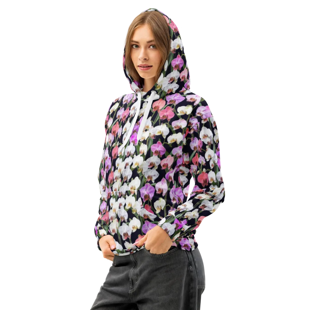 Velvet Phalaenopsis on Cotton Hoodie — Left Front