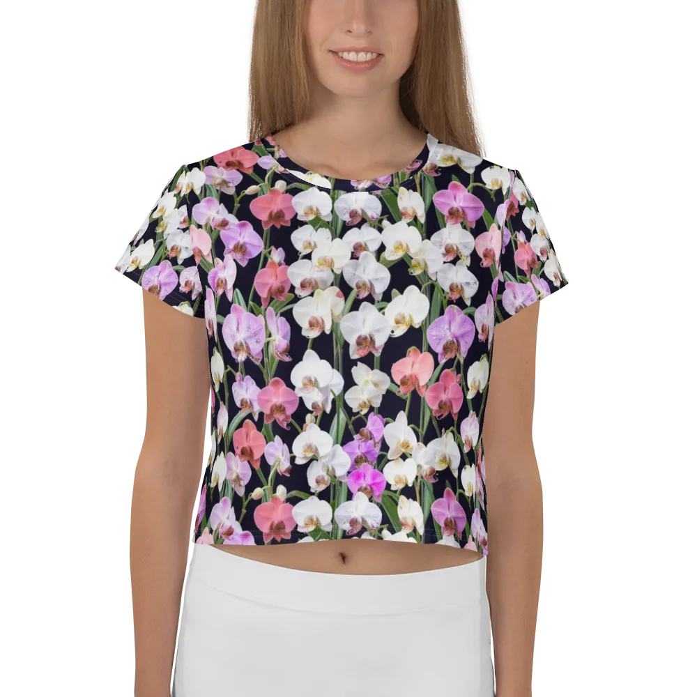 Velvet Phalaenopsis on Crop Tee — Front
