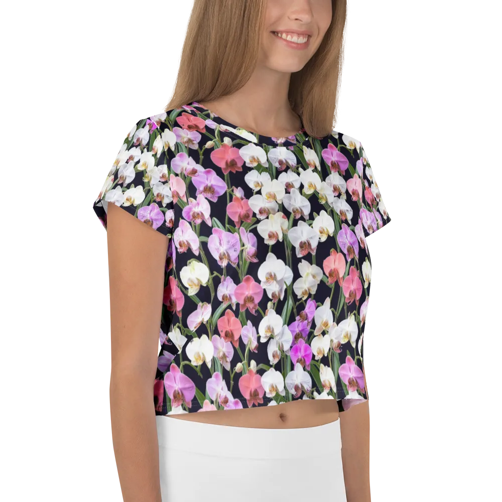 Velvet Phalaenopsis on Crop Tee — Right
