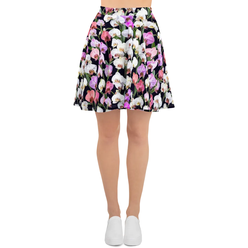 Velvet Phalaenopsis on Skater Skirt — Front