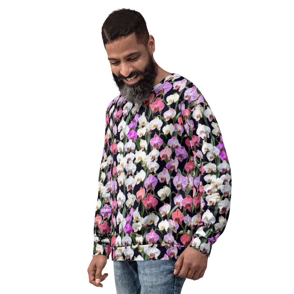Velvet Phalaenopsis on Sweatshirt — Left Front