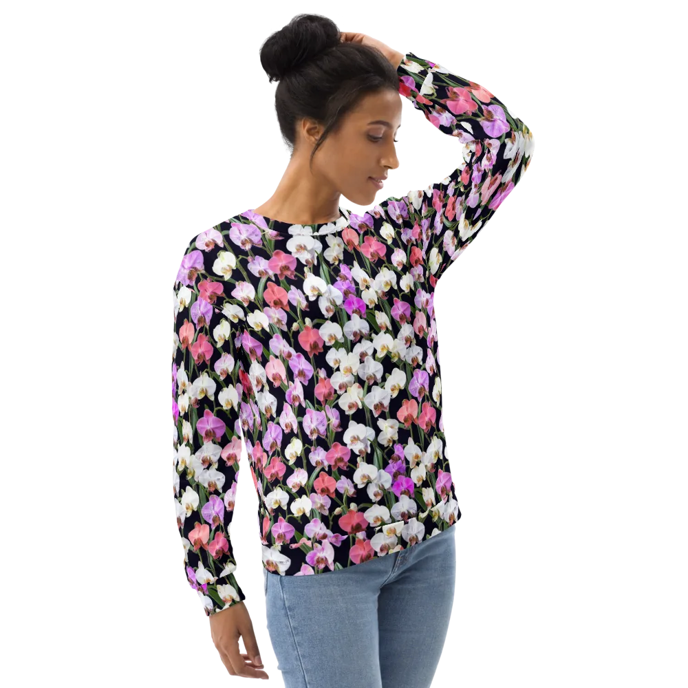 Velvet Phalaenopsis on Sweatshirt — Right Front