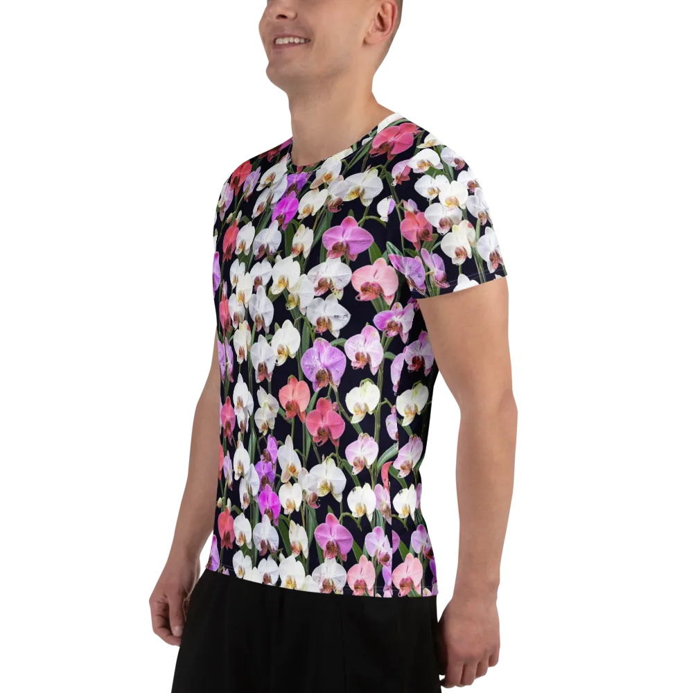 Velvet Phalaenopsis on Men's Athletic T-Shirt — Left