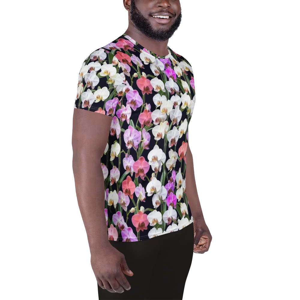 Velvet Phalaenopsis on Men's Athletic T-Shirt — Right