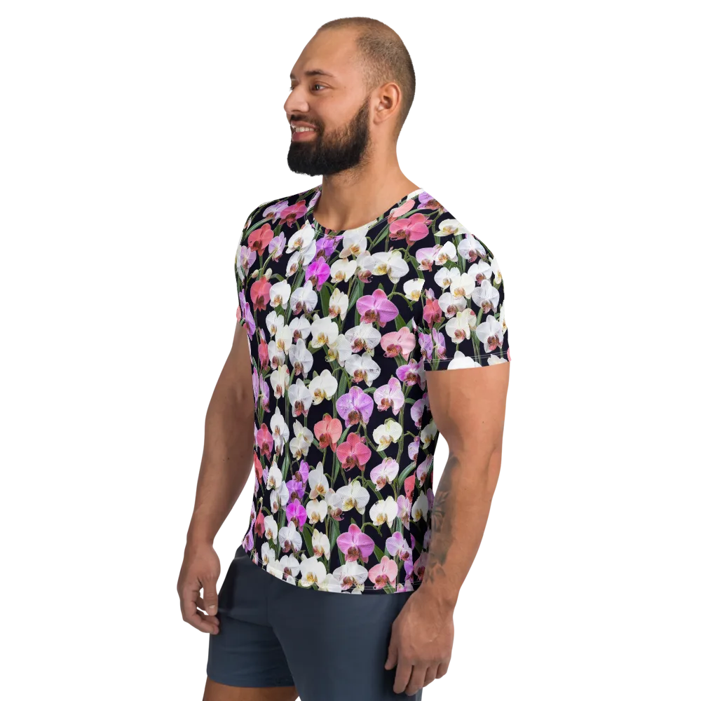 Velvet Phalaenopsis on Men's Athletic T-Shirt — Left