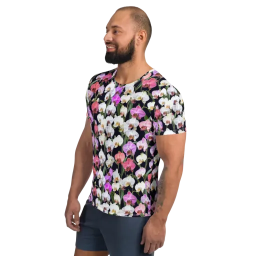 Velvet Phalaenopsis on a Men's Athletic T-Shirt