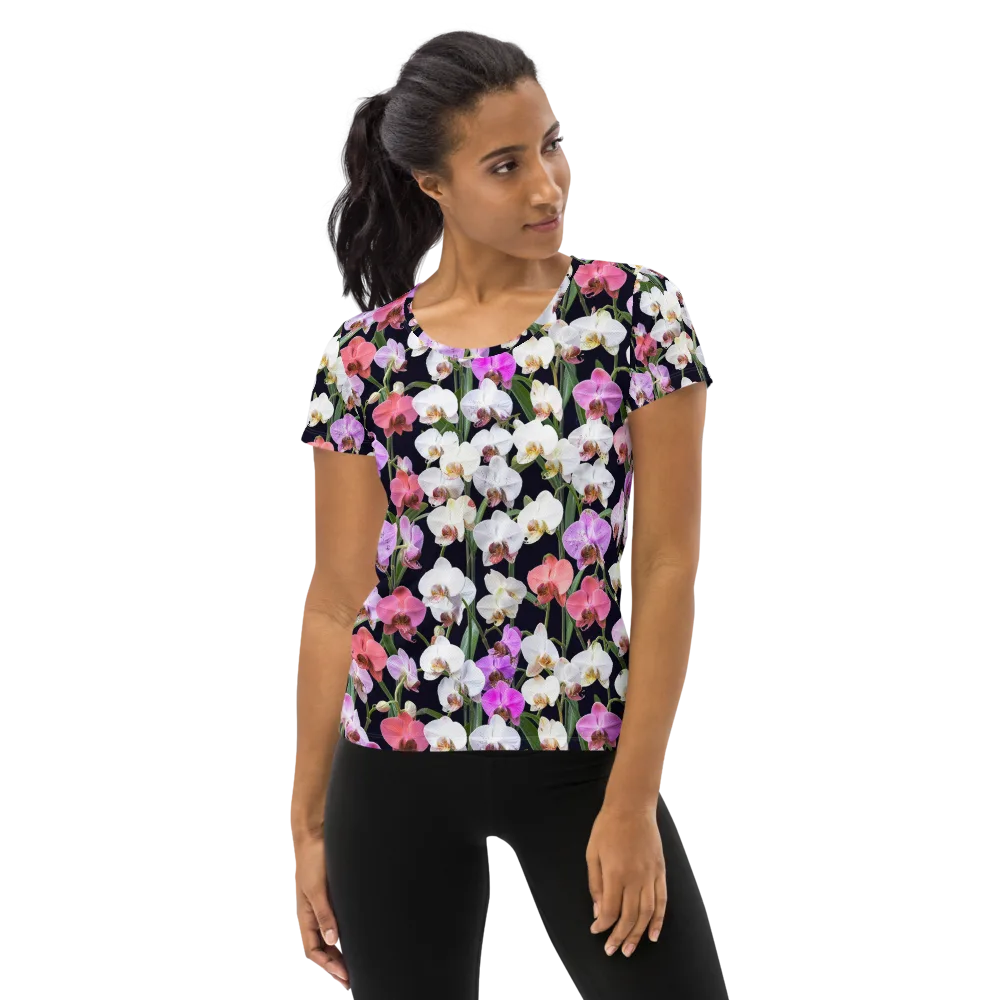 Velvet Phalaenopsis on Women's Athletic T-Shirt — Front
