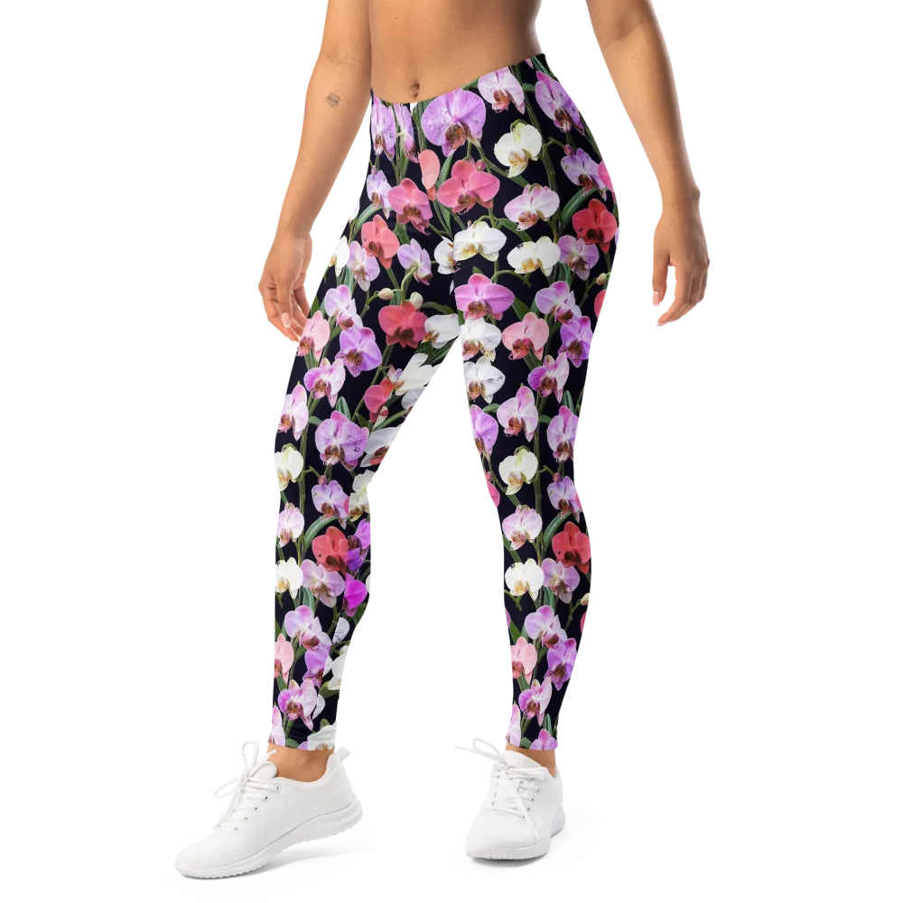 Velvet Phalaenopsis on Leggings — Left Front