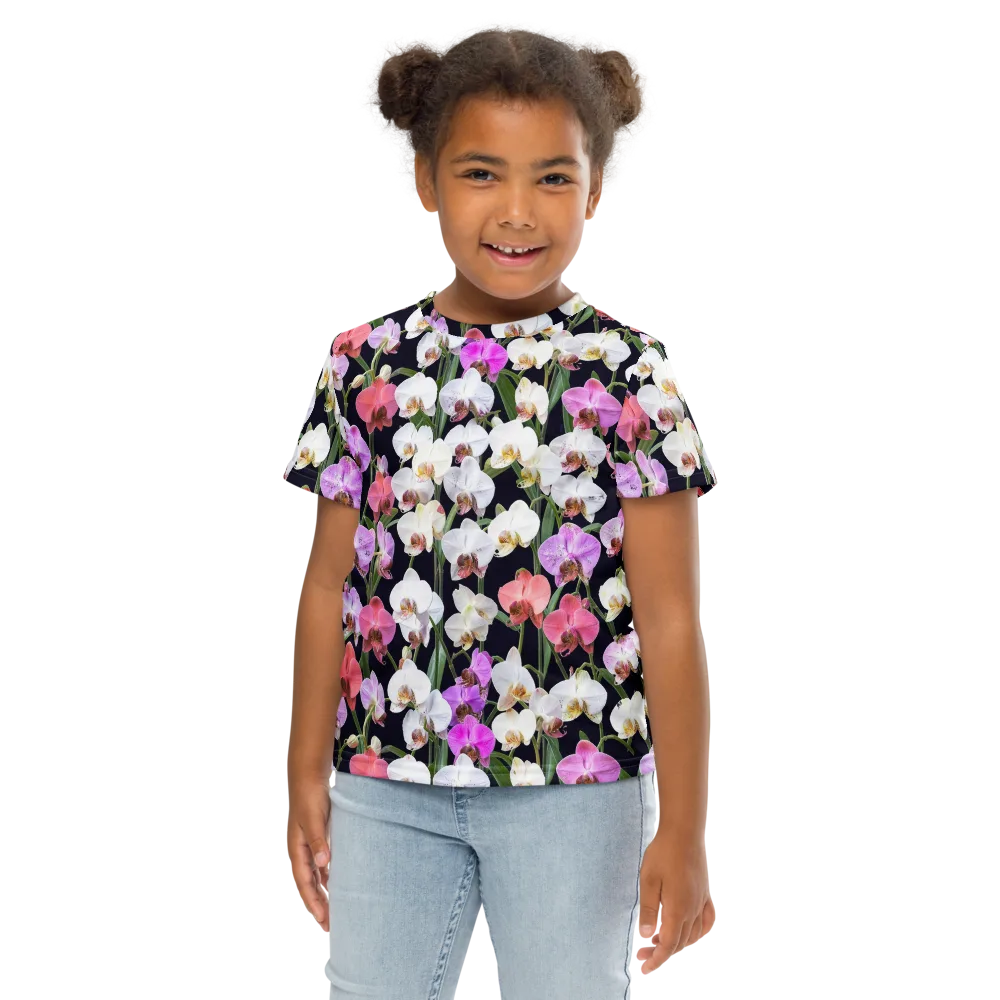 Velvet Phalaenopsis on Kids Crew Neck T-Shirt — Front
