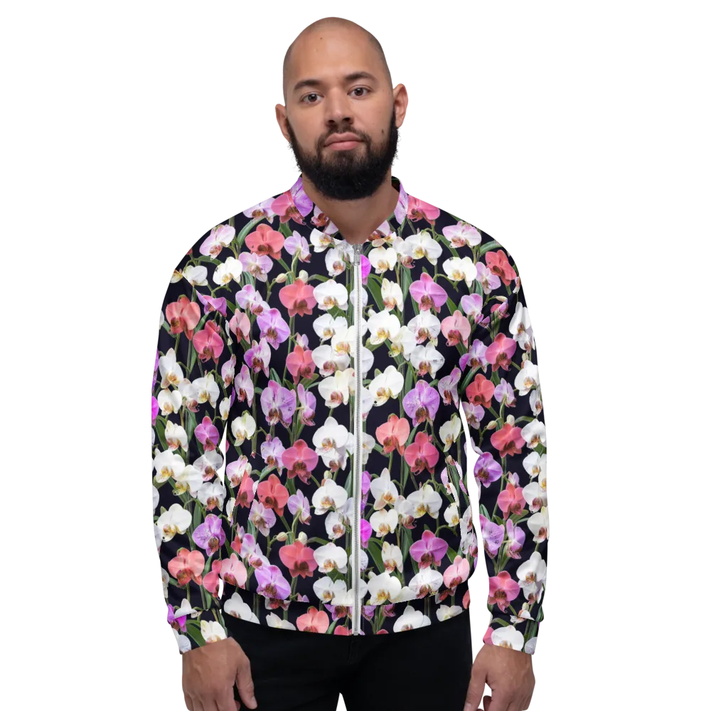 Velvet Phalaenopsis on Bomber Jacket — Front