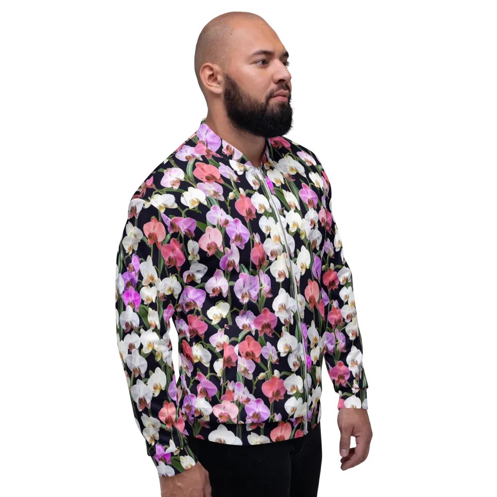 Velvet Phalaenopsis on Bomber Jacket — Right