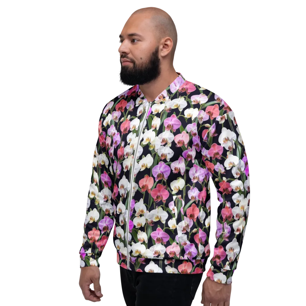 Velvet Phalaenopsis on Bomber Jacket — Left